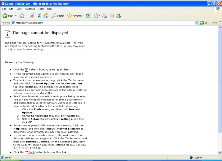 Error page for SHA-1 failure