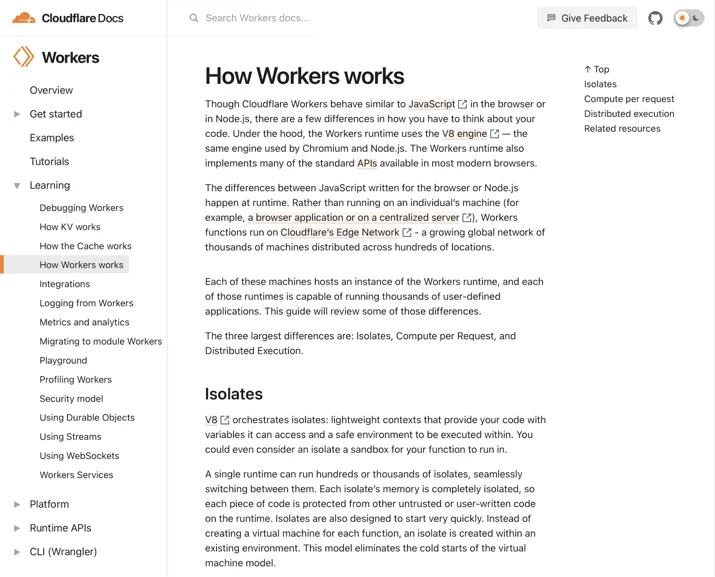 Cloudflare’s Developer Documentation Engine using 1.0 with its updated design.