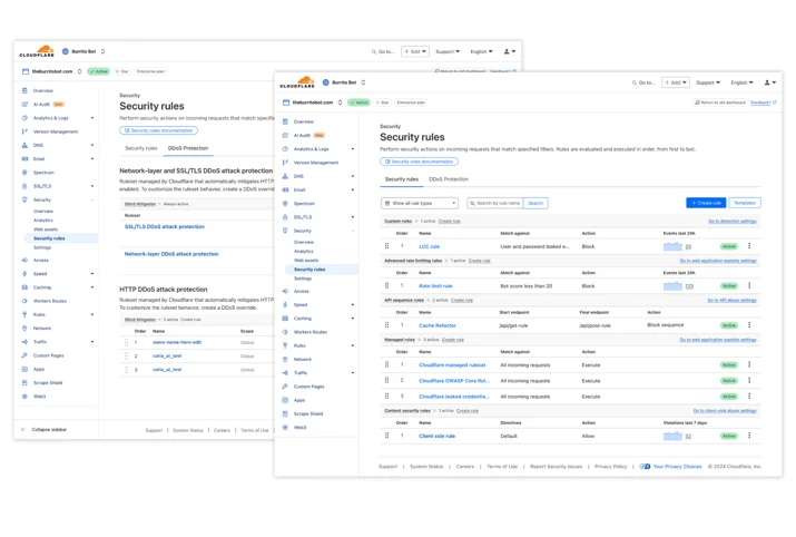 The new Security Rules page